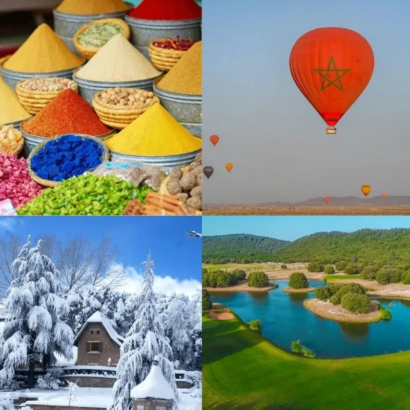 Un collage que muestra las cuatro estaciones distintas en Marruecos