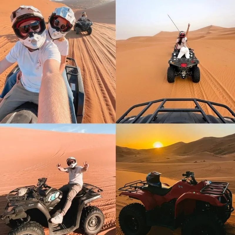 Quad sulla cima di una duna del Sahara